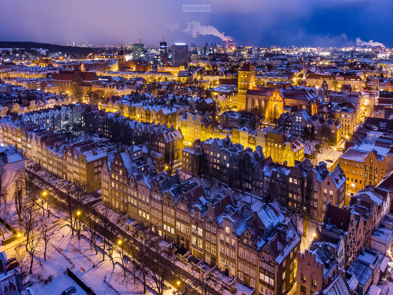 Światła miasta - nocna panorama Gdańska