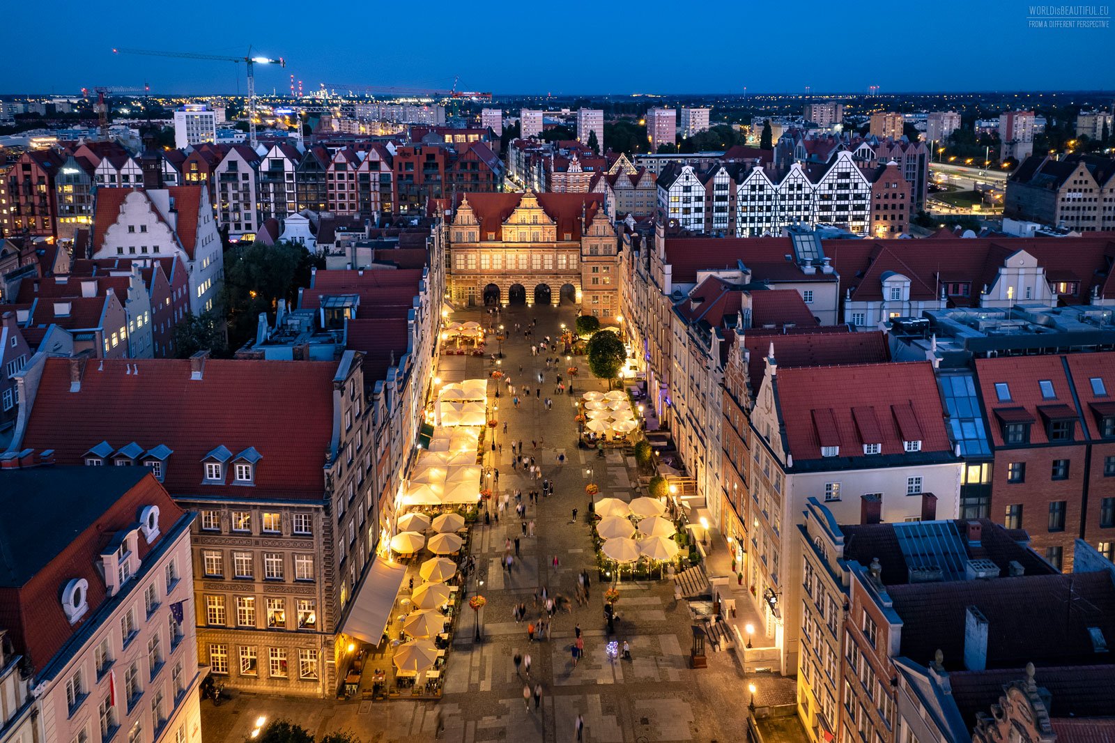 Centrum Gdańska nocą 