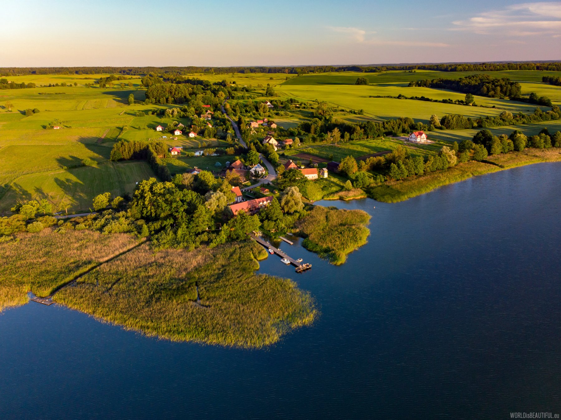 Lake and village Silec in Poland