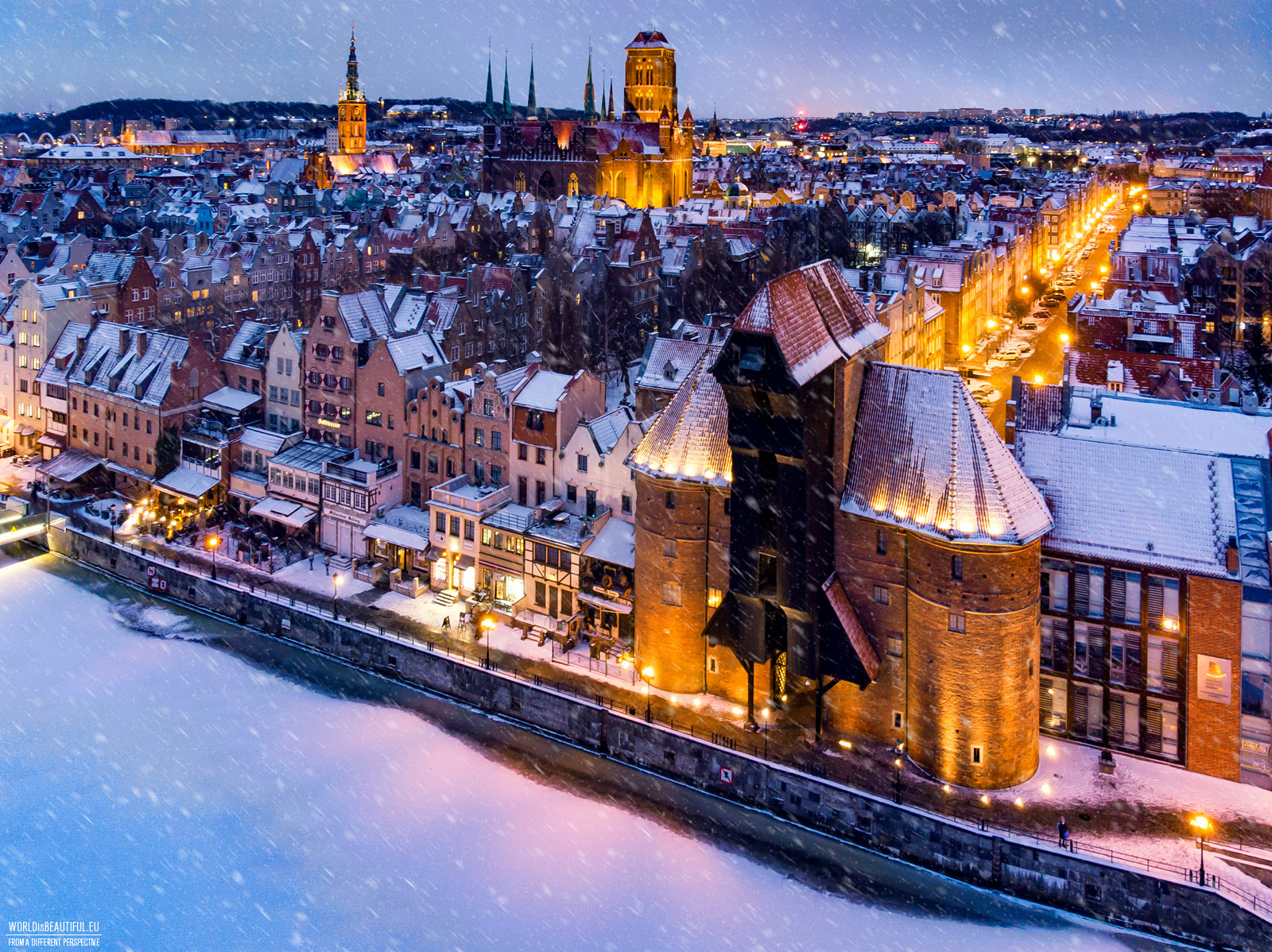 Winter evening in Gdańsk