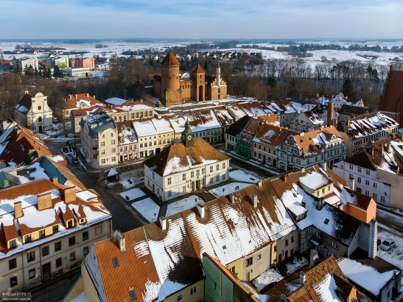 Winter view of the center of Reszel