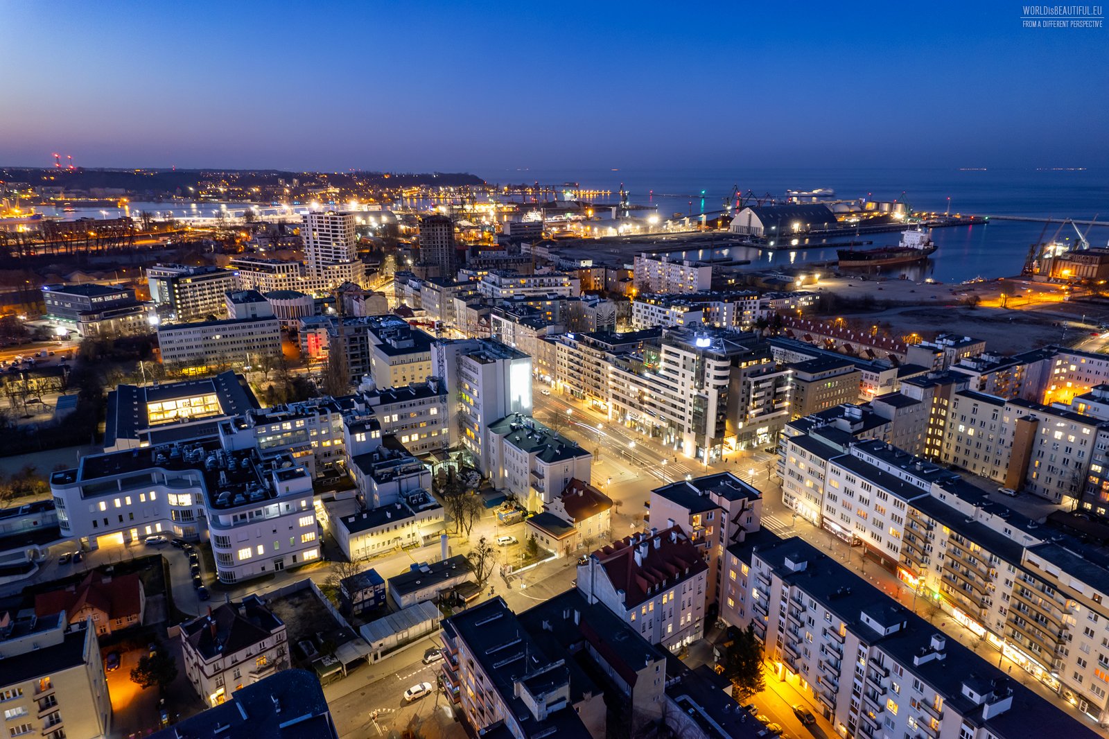 Night photographs of Gdynia