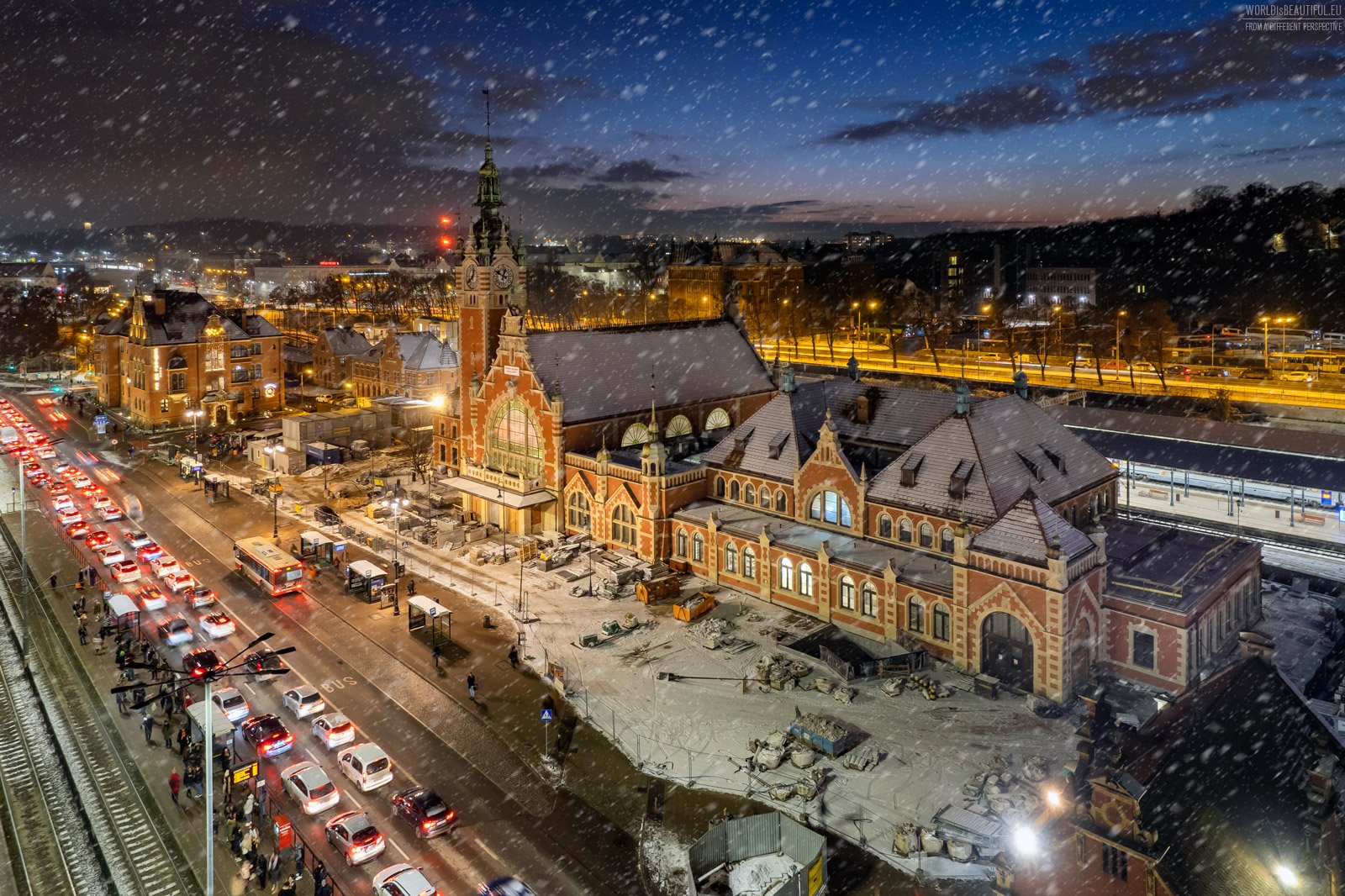 Dworzec Gdańsk Główny zimą